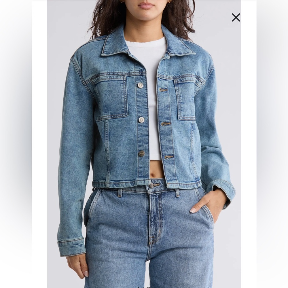 Hudson Cropped Light Wash Denim Trucker Jacket - S (2-4)